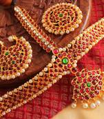 Gorgeous Gold Tone Kemp Green Bridal Maang Tikka With Sun And Moon  