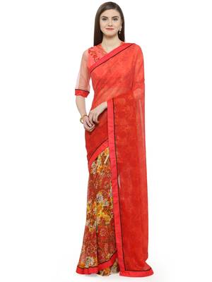 Multicolor printed georgette saree with blouse 1