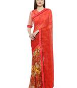 Multicolor printed georgette saree with blouse