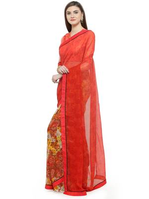 Multicolor printed georgette saree with blouse 2