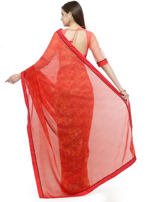 Multicolor printed georgette saree with blouse 3