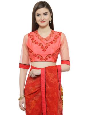 Multicolor printed georgette saree with blouse 4