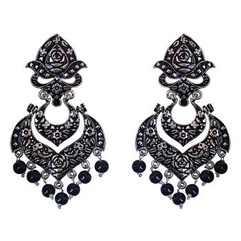Meenakari German Silver Plated Double Layer Chaand Bali Brass Jhumka Earring Set 1