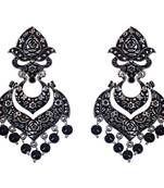 Meenakari German Silver Plated Double Layer Chaand Bali Brass Jhumka Earring Set