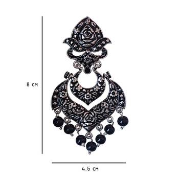 Meenakari German Silver Plated Double Layer Chaand Bali Brass Jhumka Earring Set 2
