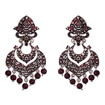 Meenakari German Silver Plated Double Layer Chaand Bali Brass Jhumka Earring Set 1