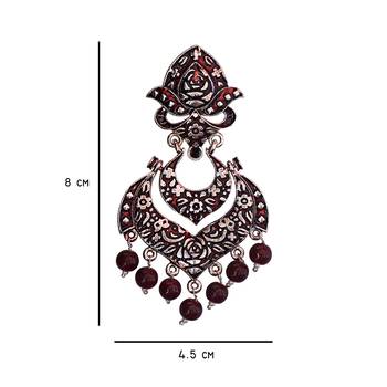 Meenakari German Silver Plated Double Layer Chaand Bali Brass Jhumka Earring Set 2