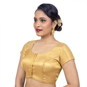 Gold Brocade Self Design readymade blouse 3