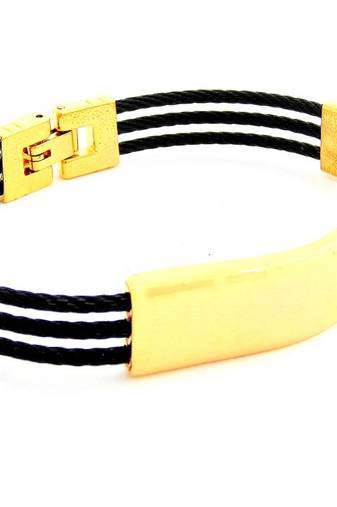 black wire gold plate designer cuff kada free size openable lock