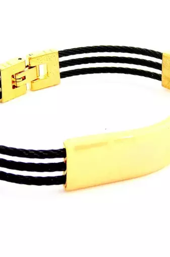 black wire gold plate designer cuff kada free size openable lock