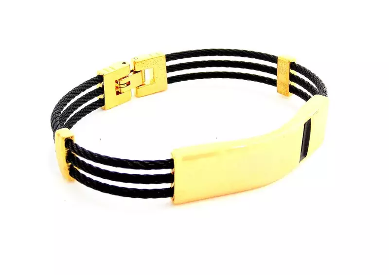 black wire gold plate designer cuff kada free size openable lock