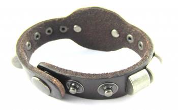 men biker black bullet strand leather bracelet strap free size 2