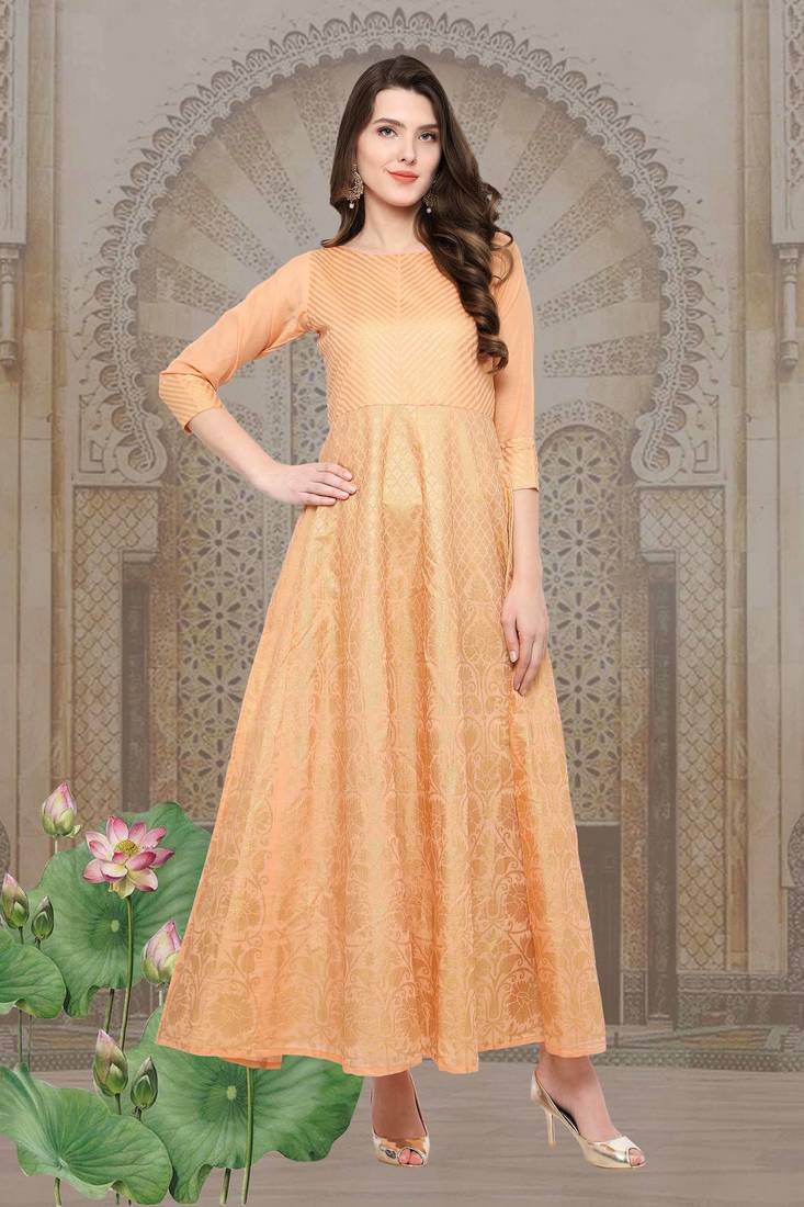 Peach  chanderi kurtas-and-kurtis
