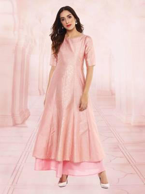 Pink  dupion silk stitched kurti 7