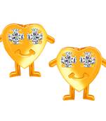 Mahi Gold Plated Pretty Smiley Valentine Collection Heart shaped face Earrings with Swarovski Zirconia ER1195052G
