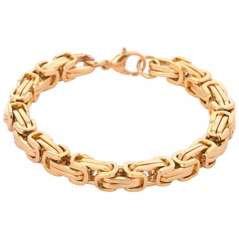 316L stainless steel thick 3D gold plated byzantine men bracelet