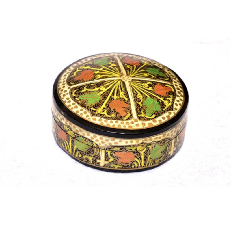 Multicolored Kashmiri Paper Mache Coasters (Set of 6 with Box))