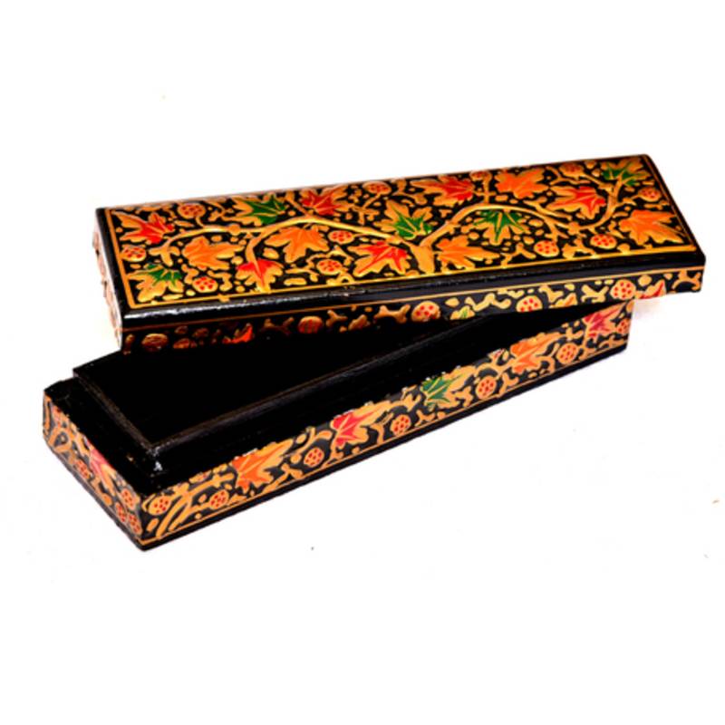 Black Kashmiri Paper Mache Pencil Box Gudindia Handicraft 2530102