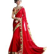 Multicolor embroidered georgette saree with blouse
