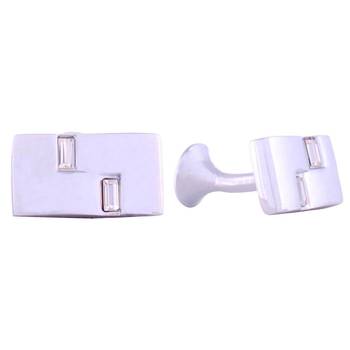 high polish baguette american diamond studded cufflink pair 1