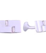 high polish baguette american diamond studded cufflink pair