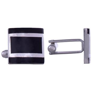 black silver lining square cufflink pair 1