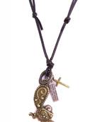 vintage bronze finish cross and gun mens necklace chain