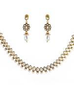 kundan drop pearl polki gold plated chocker necklace earring set