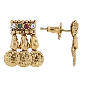 cz red green lakshmi gold coin temple antique necklace earring set 3