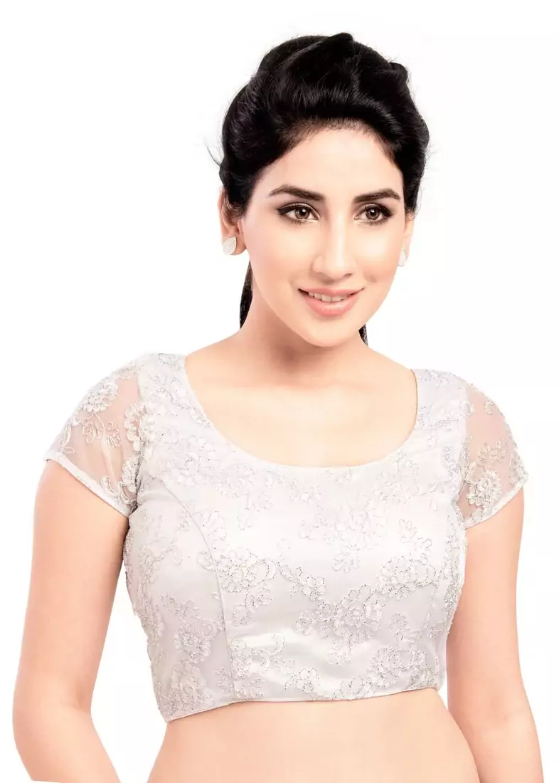 Silver Net  Stitched Blouse