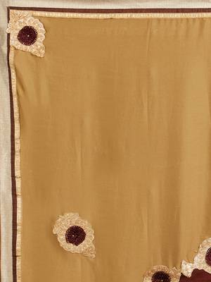 Coffee embroidered georgette saree with blouse 4