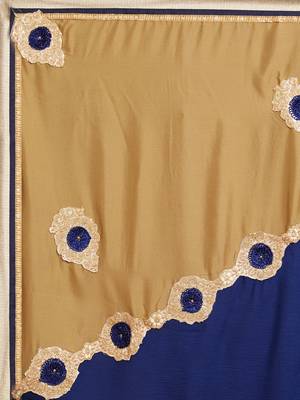Navy blue embroidered georgette saree with blouse 4