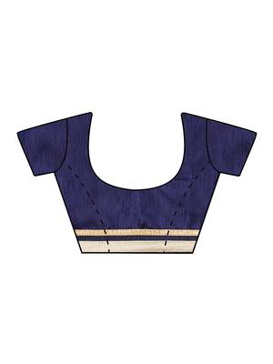 Navy blue embroidered georgette saree with blouse 5