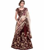 Maroon designer sarteen silk lehenga