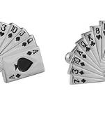Formal Shirt Glossy A Cards Enamel Black Rhodium Brass Cufflinks Pair Boys Men Valentine Gift Box