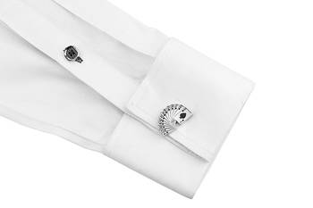 Formal Shirt Glossy A Cards Enamel Black Rhodium Brass Cufflinks Pair Boys Men Valentine Gift Box 3
