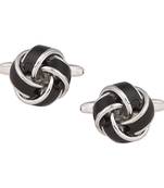 Black Knott Formal Shirt Brass Cufflinks Pair for Men Gift Box