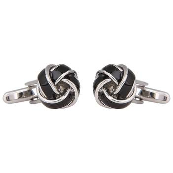 Black Knott Formal Shirt Brass Cufflinks Pair for Men Gift Box 2