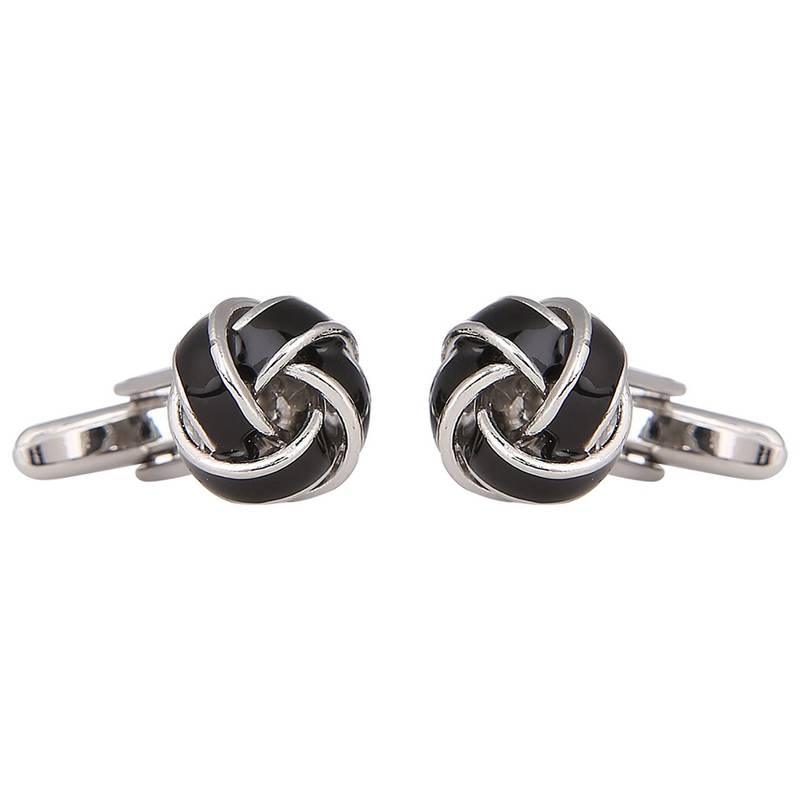 Black Knott Formal Shirt Brass Cufflinks Pair for Men Gift Box