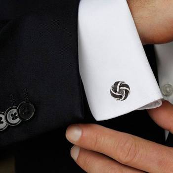 Black Knott Formal Shirt Brass Cufflinks Pair for Men Gift Box 3