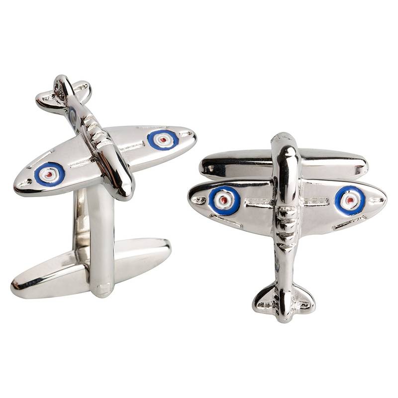 Aeroplane Flight Formal Shirt Silver Brass Cufflinks Pair for Men Gift Box