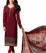Maroon embroidered crepe salwar