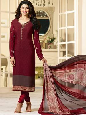 Maroon embroidered crepe salwar 2