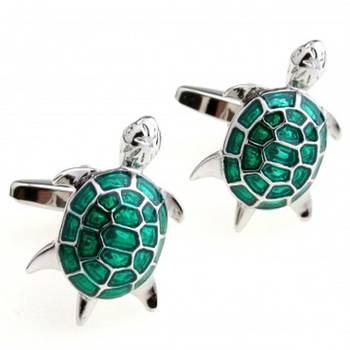 Green Turtle Tortoise Fengshui Good Luck Formal Shirt Brass Cufflinks Pair for Men Gift Box 1