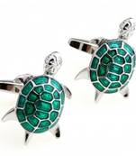 Green Turtle Tortoise Fengshui Good Luck Formal Shirt Brass Cufflinks Pair for Men Gift Box