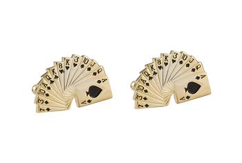 Gambling Poker Playing Cards Gold Formal Shirt Brass Cufflinks Pair for Men Gift Box 1