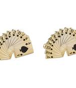 Gambling Poker Playing Cards Gold Formal Shirt Brass Cufflinks Pair for Men Gift Box