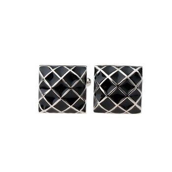Black Square 3D Checks Formal Shirt Cufflinks Pair for Men Gift Box 1