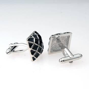 Black Square 3D Checks Formal Shirt Cufflinks Pair for Men Gift Box 3