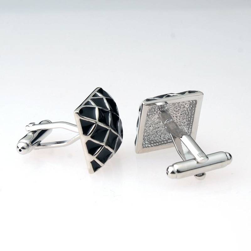 Black Square 3D Checks Formal Shirt Cufflinks Pair for Men Gift Box